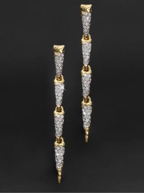 NEW Alexis Bittar Solanales Crystal Spear Linear Earrings Drop Gold Clear OC22